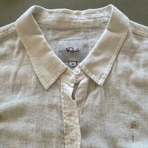 Rails Charli Golden Palms White Linen Rayon Long Sleeve Shirt Size Medium